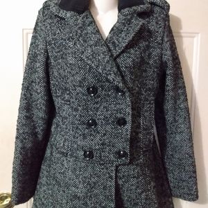 Vtg 80s wool herringbone guess coat